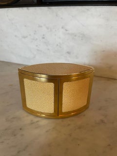 20th Century French Guy de Puyraimond Gold Plated and Shagreen Clock, 1980s