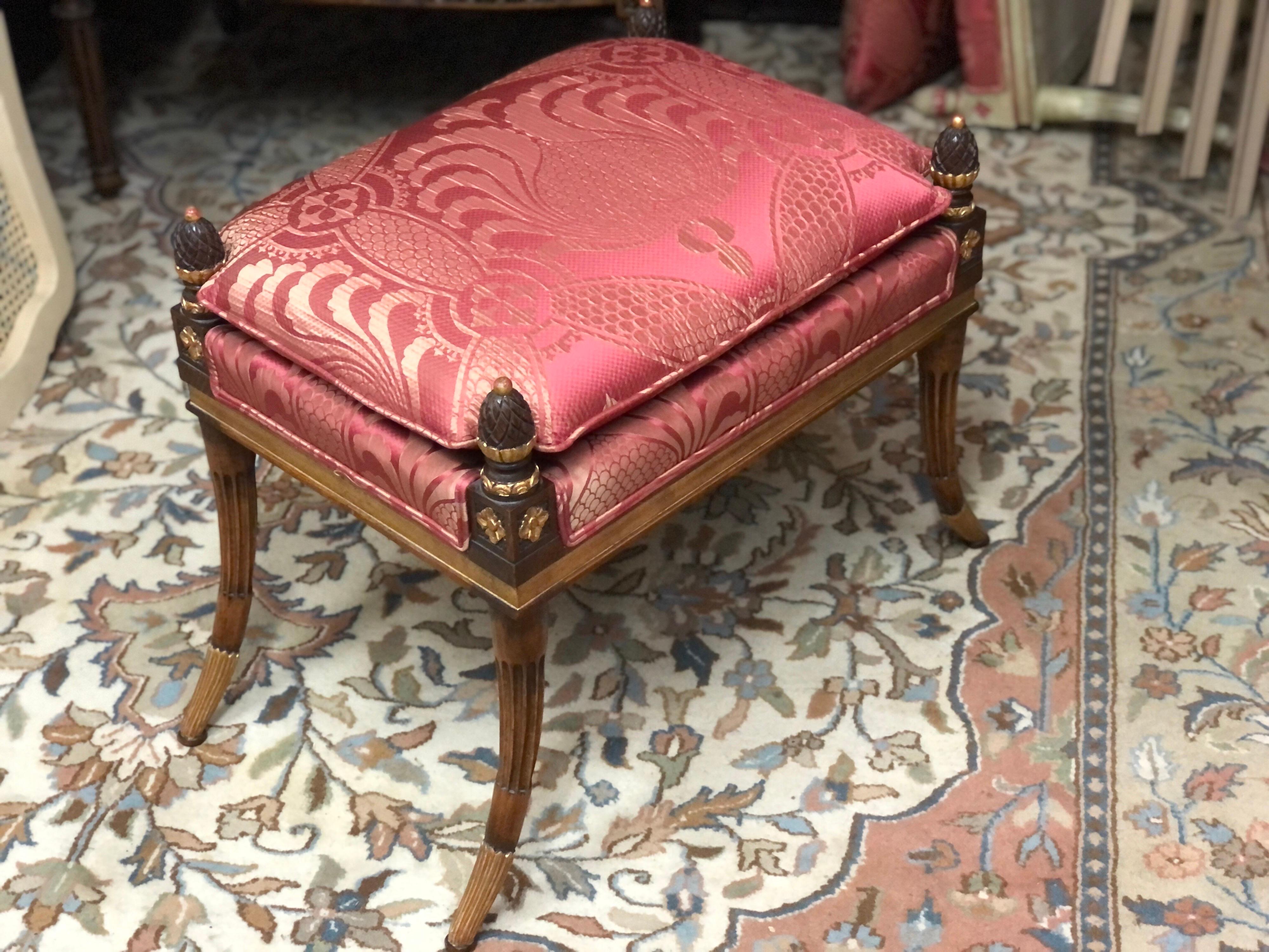 20th Century French Hand Carved and Hand Painted Wooden Stool In Good Condition In Sofia, BG