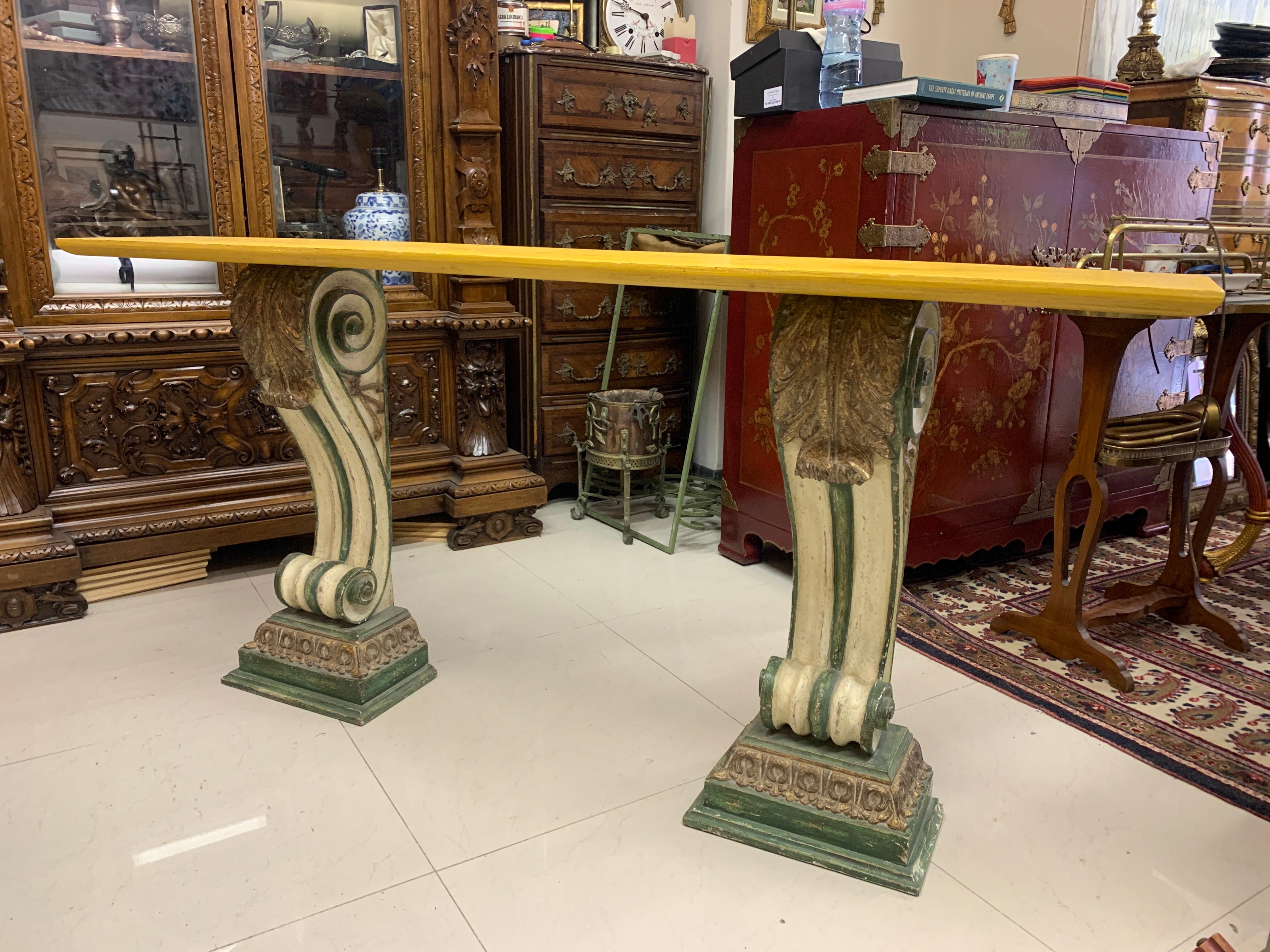 20th Century French Hand Carved and Painted Marble Top Console In Good Condition In Sofia, BG