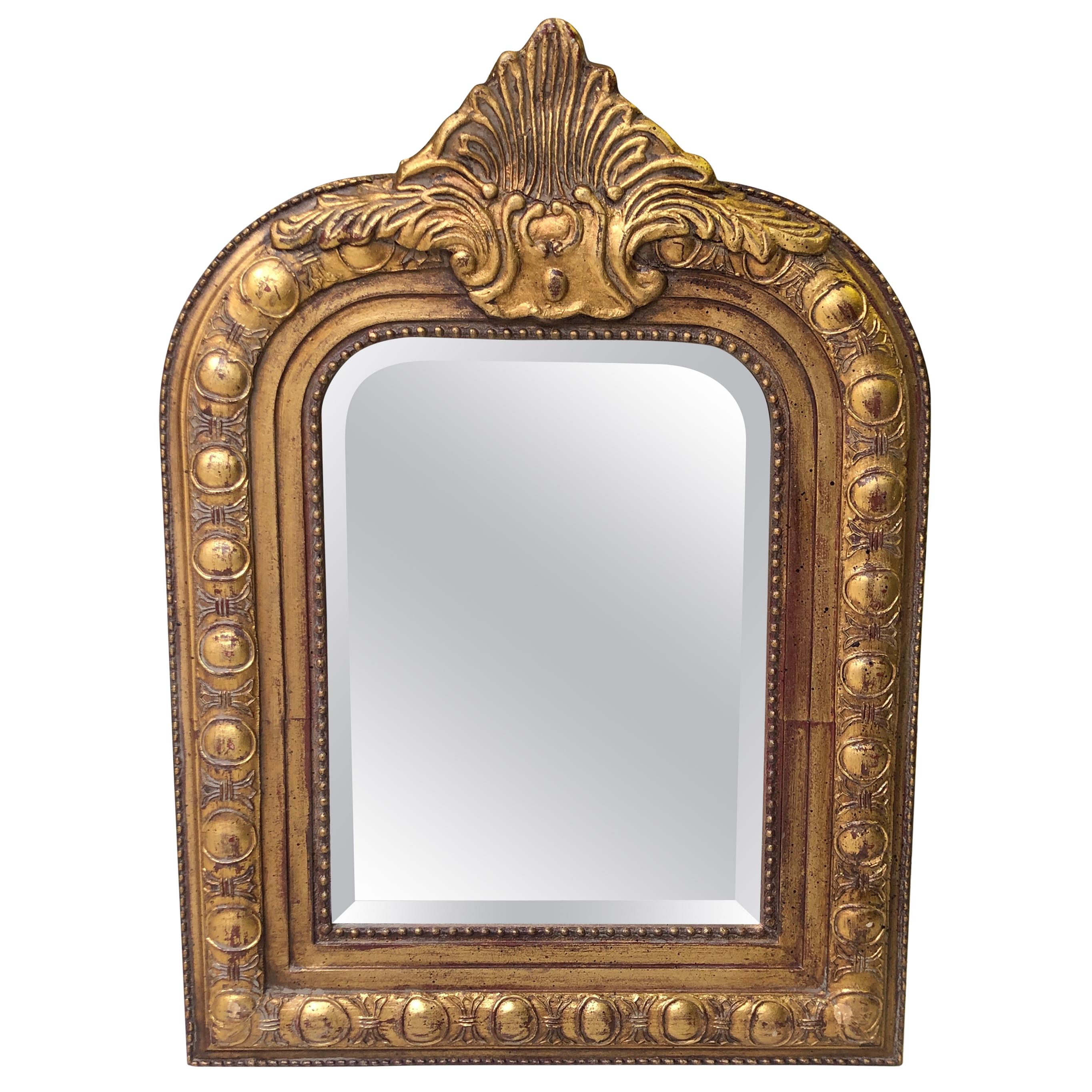 20th Century French Hand Carved Giltwood Mirror in Louis XV Style For Sale