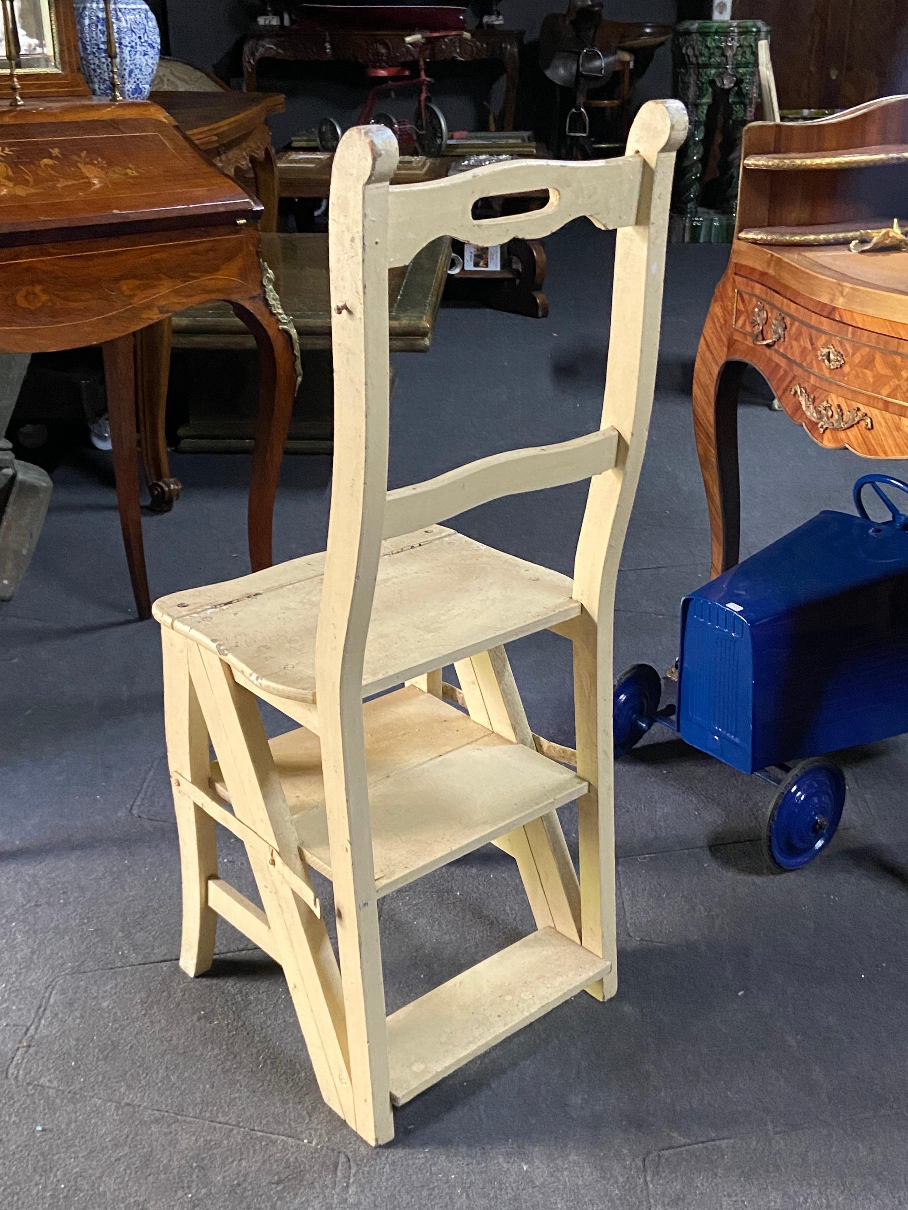 antique folding library ladder chair