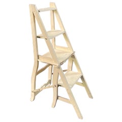20th Century French Hand Carved Oak Folding Chair Convertible to a Ladder