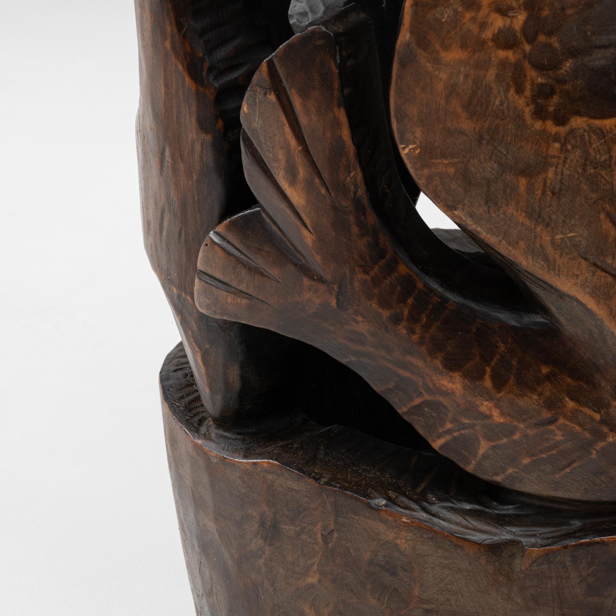 Vase en bois de style tribal français du 20e siècle, sculpté à la main en vente 2