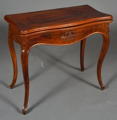 20th Century French Hand-Carved Walnut Foldable Game Table in Louis XV Style
