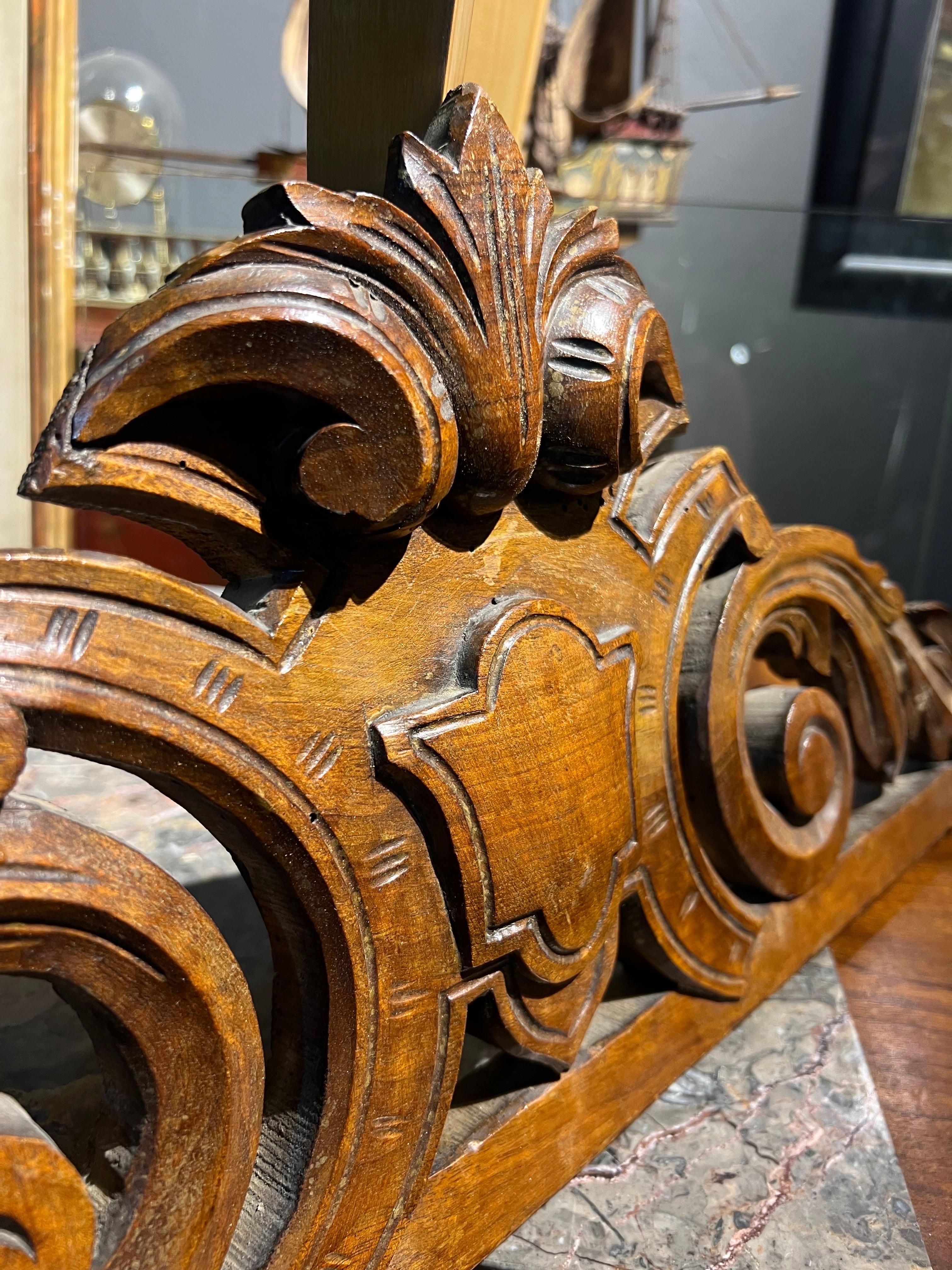 Hand-Carved 20th Century French Hand Carved Walnut Wall Mounted Decoration For Sale