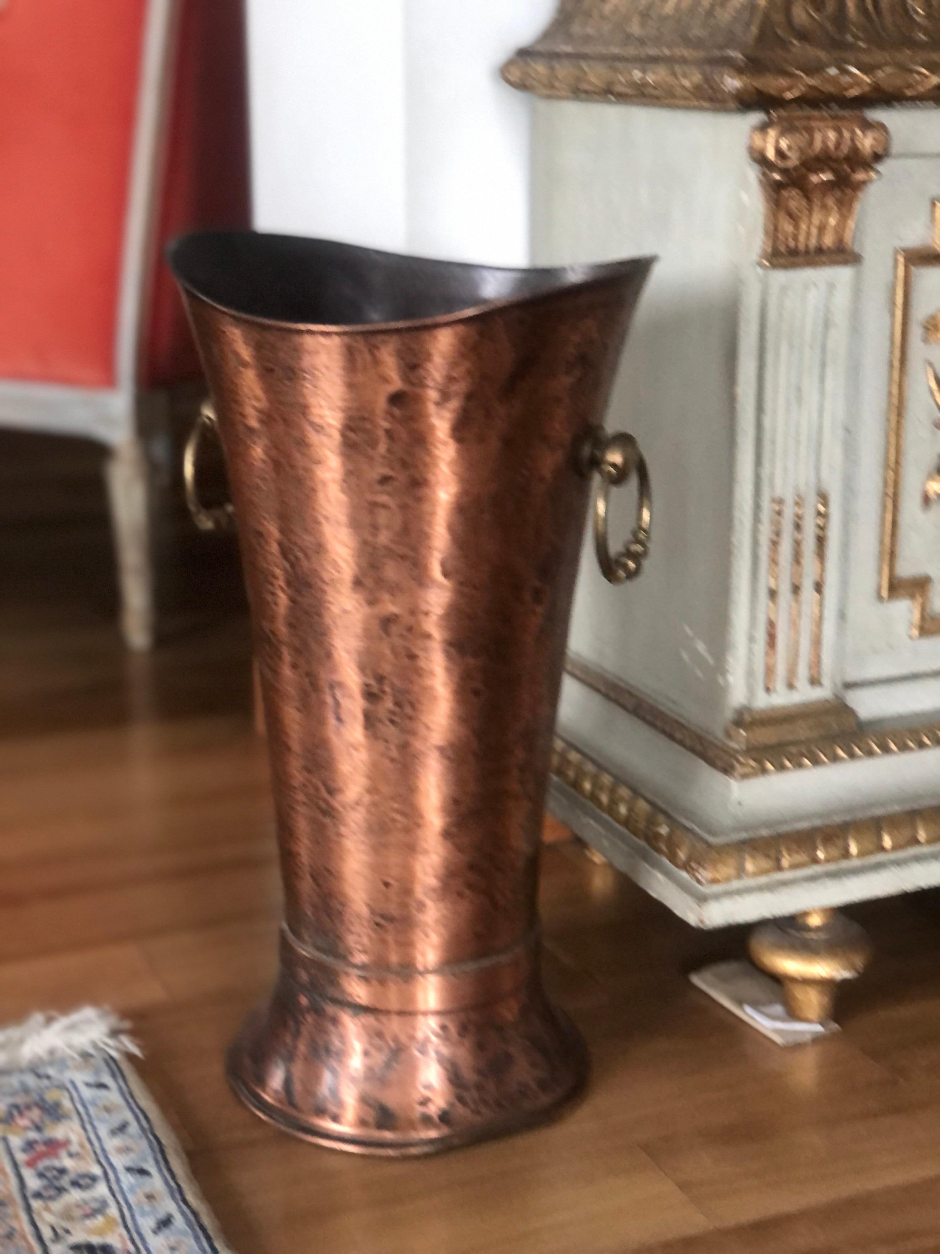 20th Century French Hand Hammered Copper Umbrella Holder 1