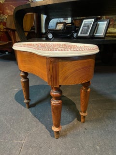 20th Century French Hand Painted Ceramic Bidet on Wooden Hand Carved Base