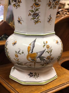 20th Century French Hand Painted Ceramic Vase by Franc Hirigoyen from Moustiers