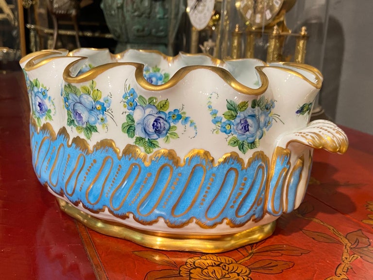 20th Century, French, Hand Painted Floral Decorated Serving Bowl by