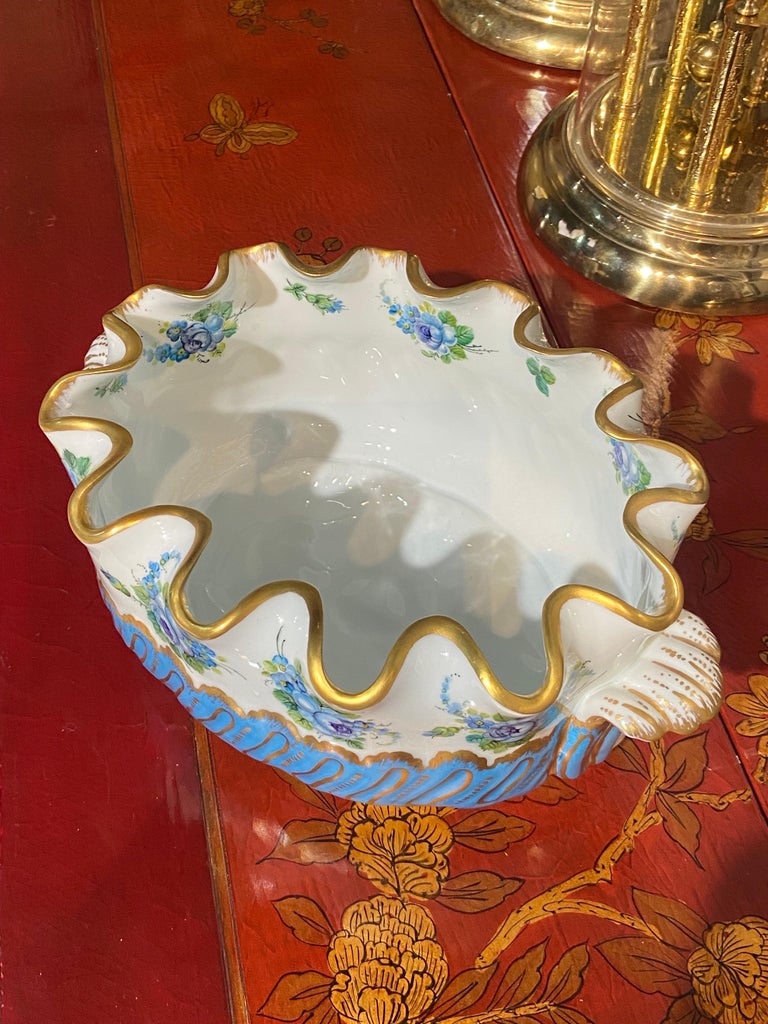 20th Century, French, Hand Painted Floral Decorated Serving Bowl by