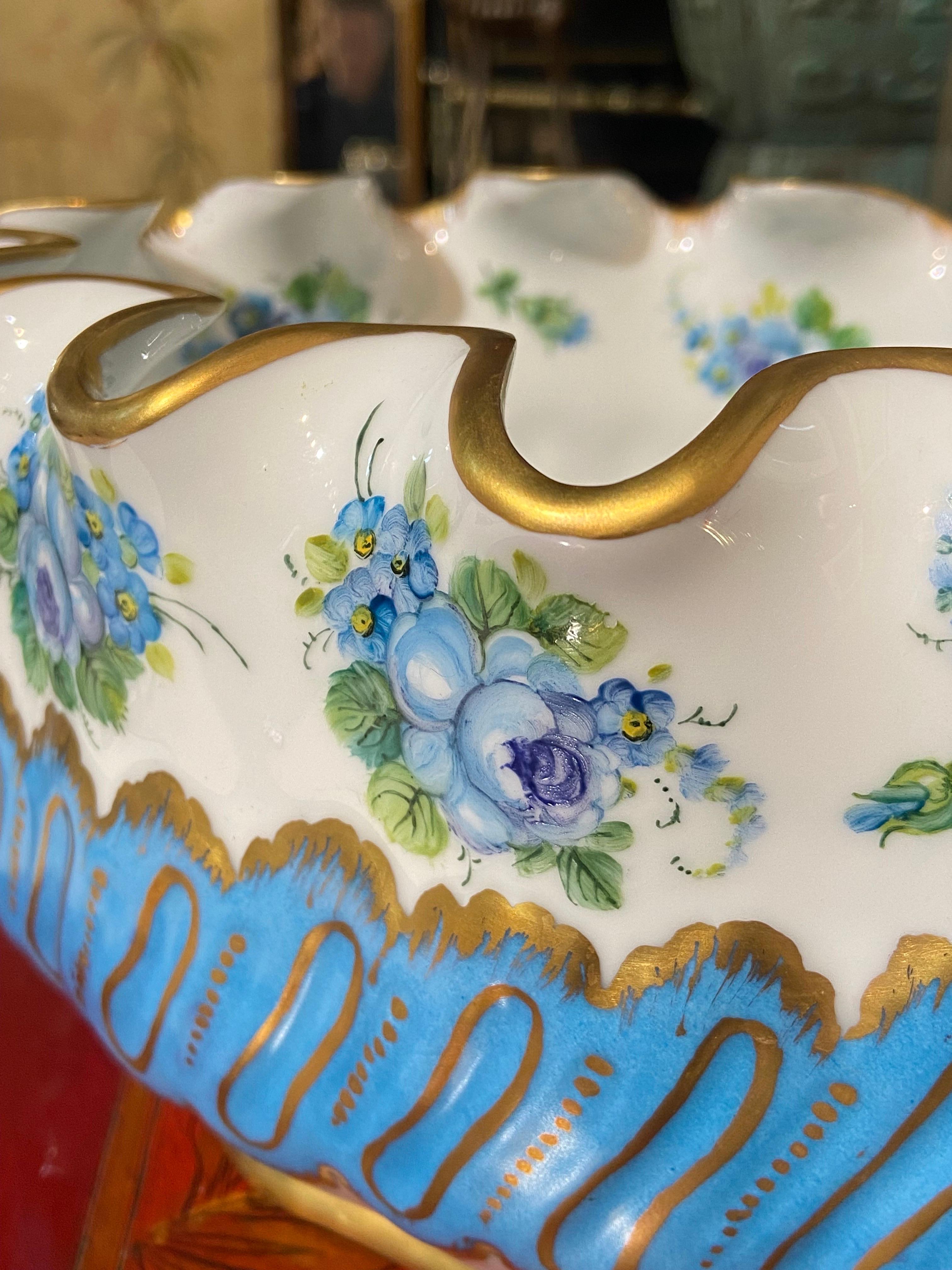 20th Century, French, Hand Painted Floral Decorated Serving Bowl by Limoge For Sale 2