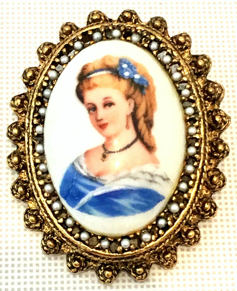 Lot Anciennes Broches Limoges - Camée Et Micro Mosaïque - Porcelaine - Occasion Vintage