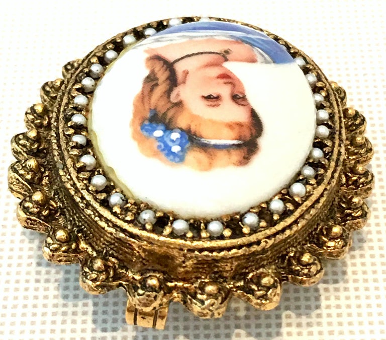 20th Century French Hand Painted Limoges Cameo Brooch and Necklace