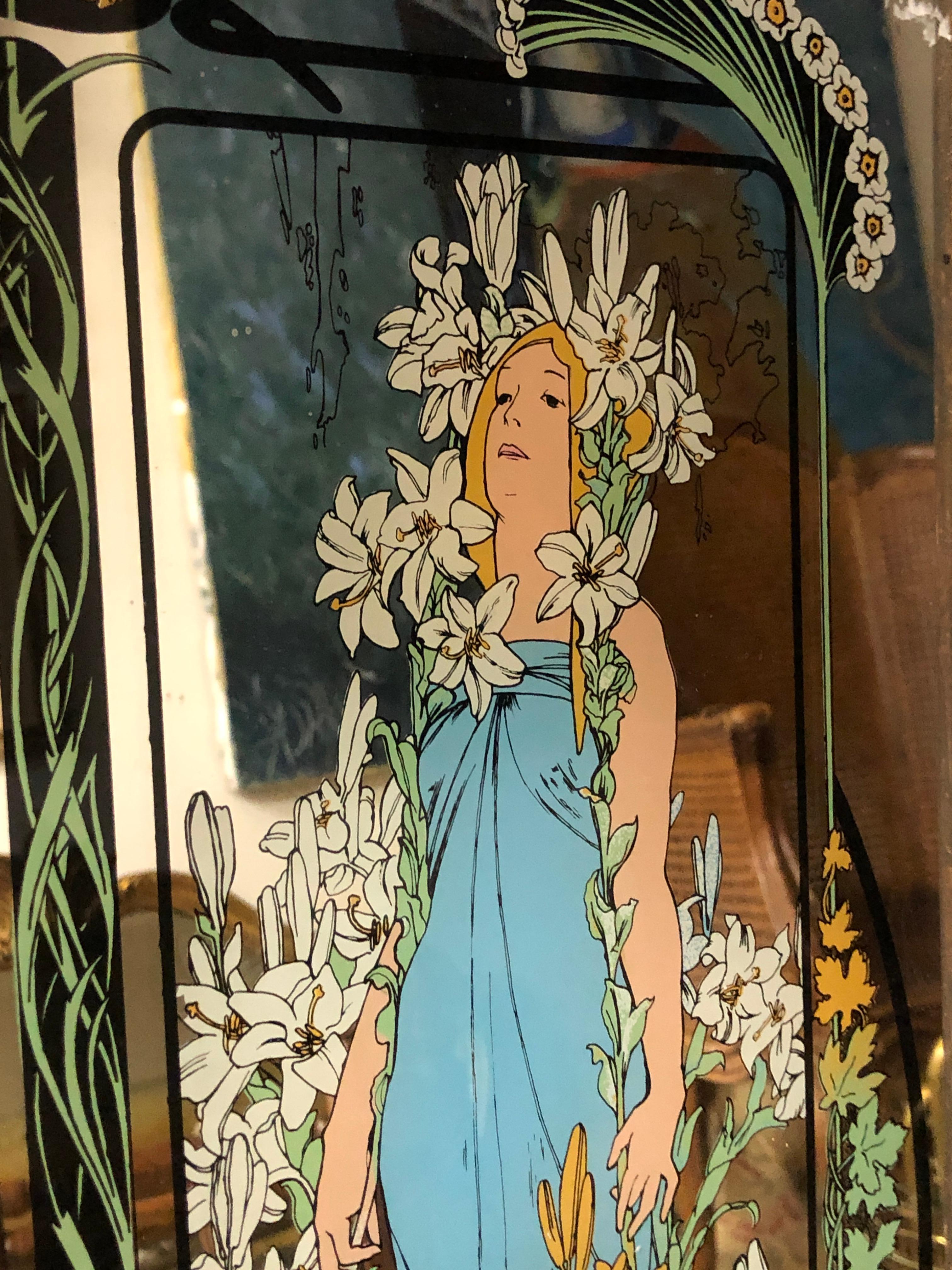 20th Century French Hand Painted Mirror 