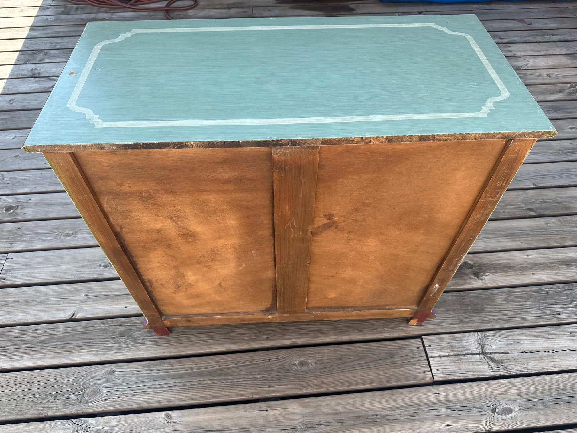20th century French Hand Painted Pine Commode, 1980s For Sale 6