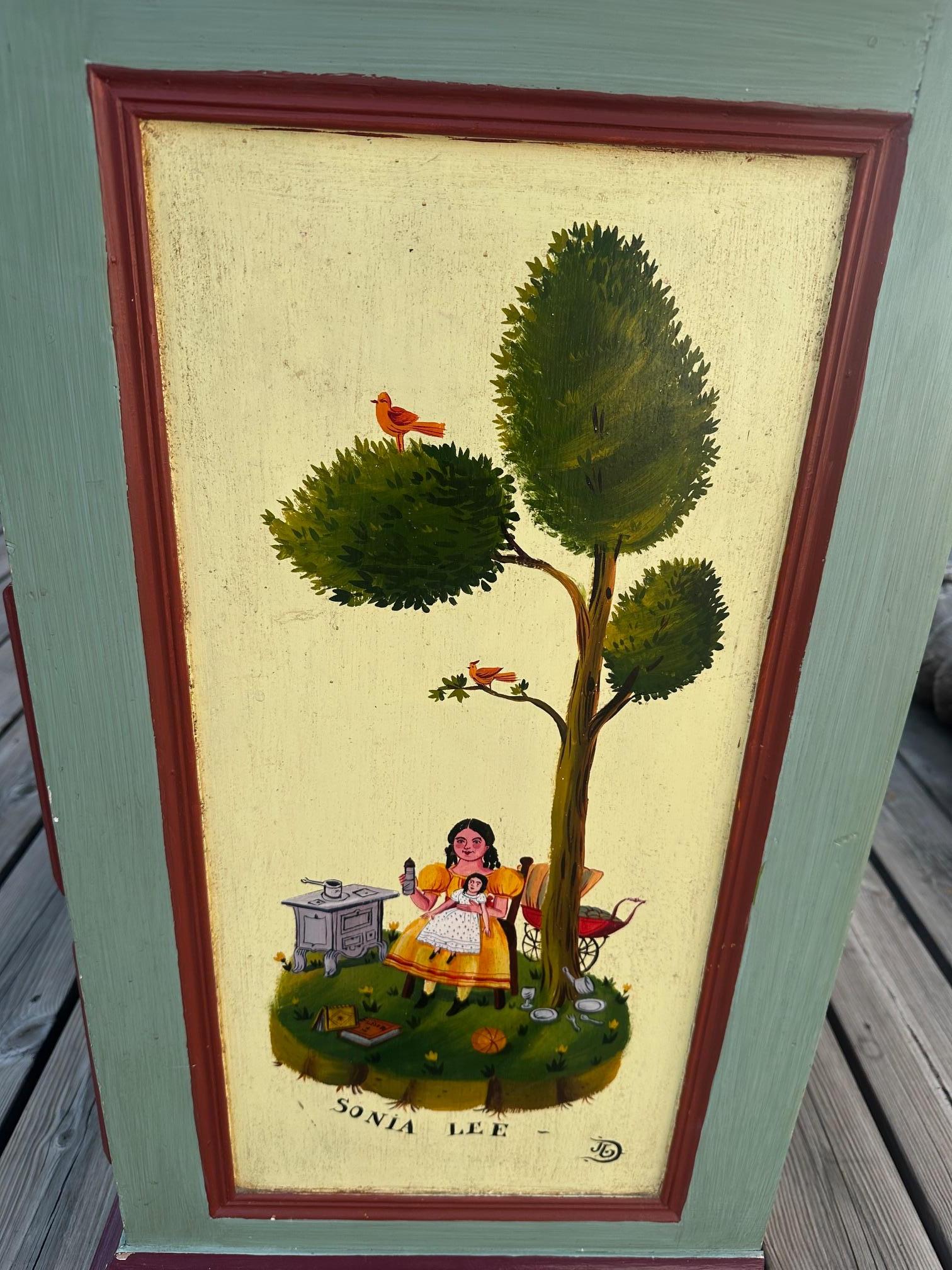 20th century French Hand Painted Pine Commode, 1980s For Sale 1