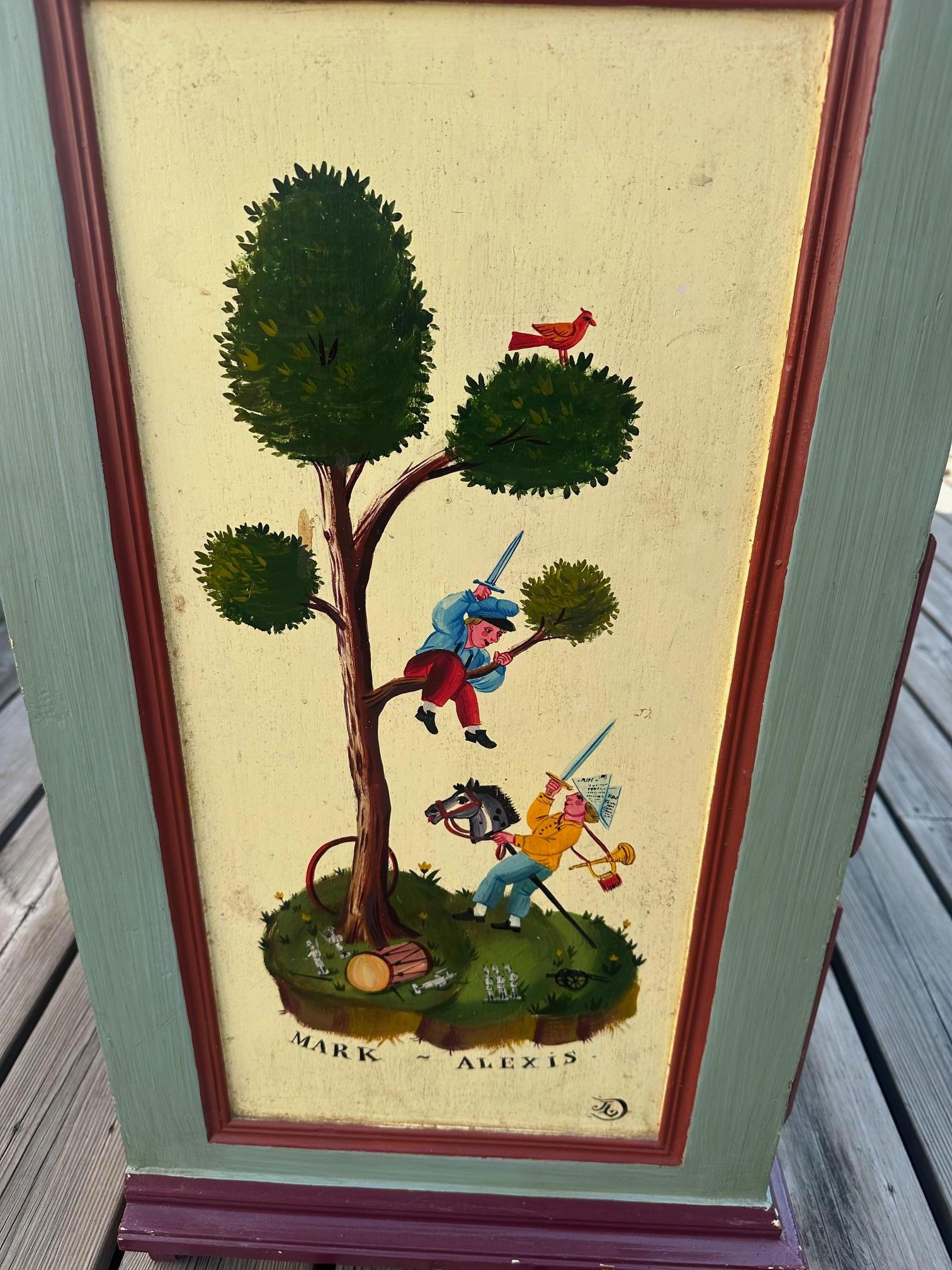 20th century French Hand Painted Pine Commode, 1980s For Sale 2