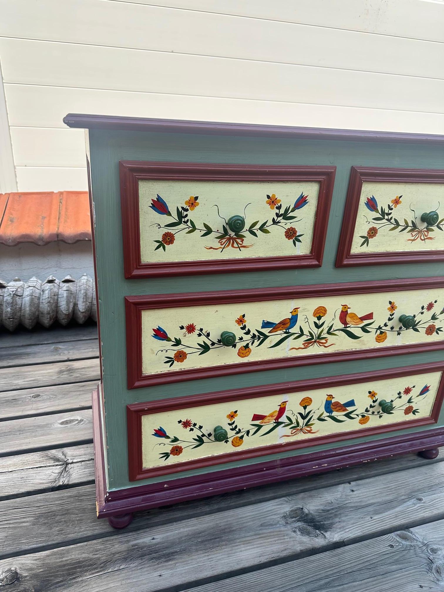 20th century French Hand Painted Pine Commode, 1980s For Sale 3