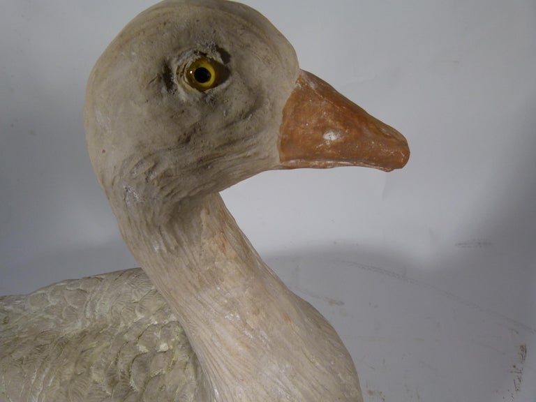 Hand-Painted 20th Century French Hand Painted Terracotta Duck Sculpture For Sale