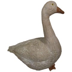 20th Century French Hand Painted Terracotta Duck Sculpture