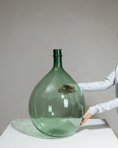 20th Century French Handblown Green Glass Bottle - Antique Decor
