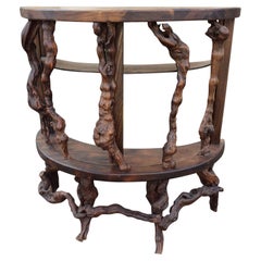 20th Century French Handmade Grapevine and Walnut Dry Bar