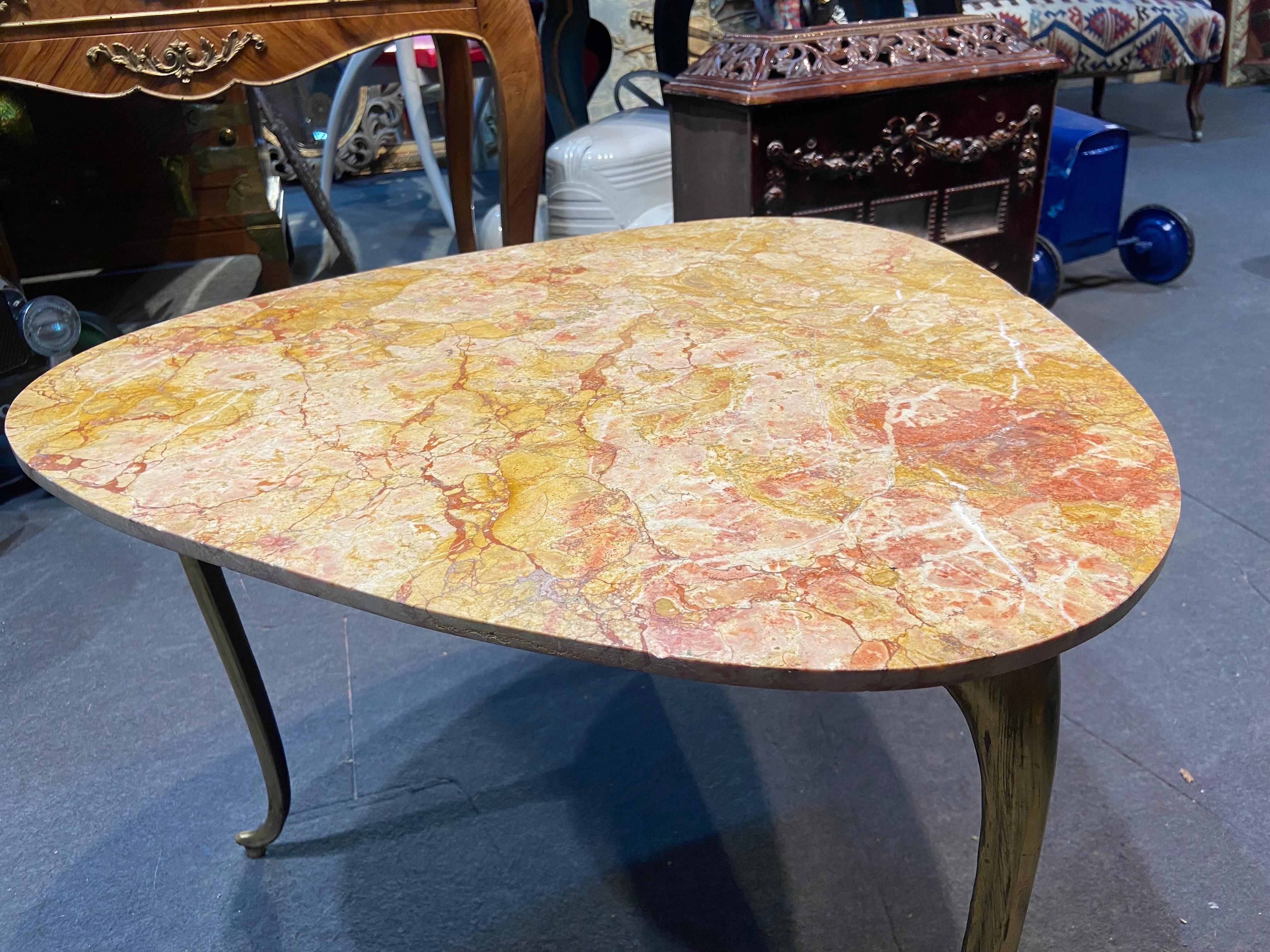 20th Century French Handmade Marble Top Triengle Side Table  In Good Condition In Sofia, BG
