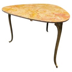 20th Century French Handmade Marble Top Triengle Side Table 