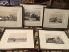 20th Century French Hunting Theme Engraving on Paper