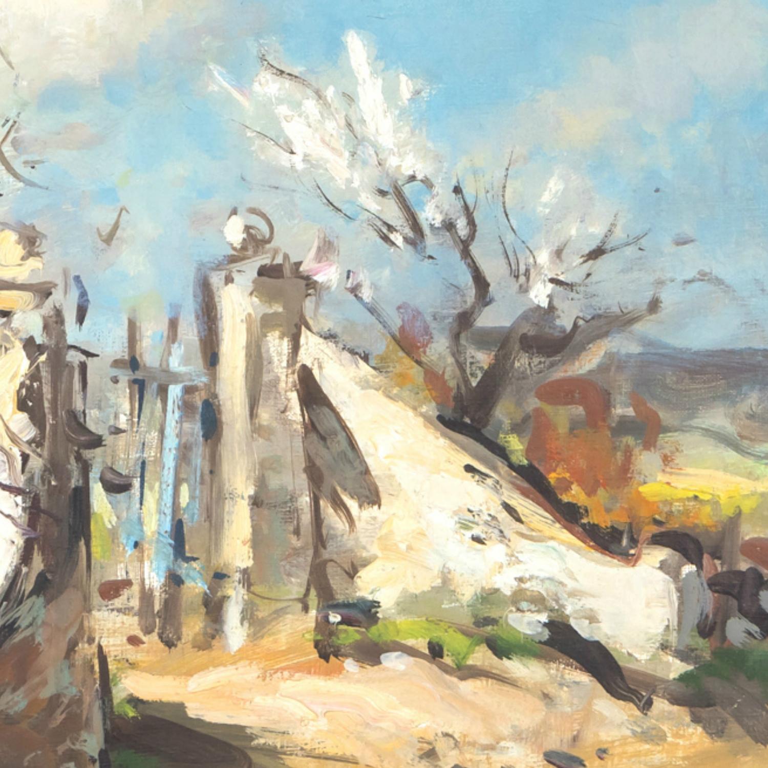 Huile sur toile impressionniste française du 20ème siècle - Paysage d'oliviers de Provence en vente 1