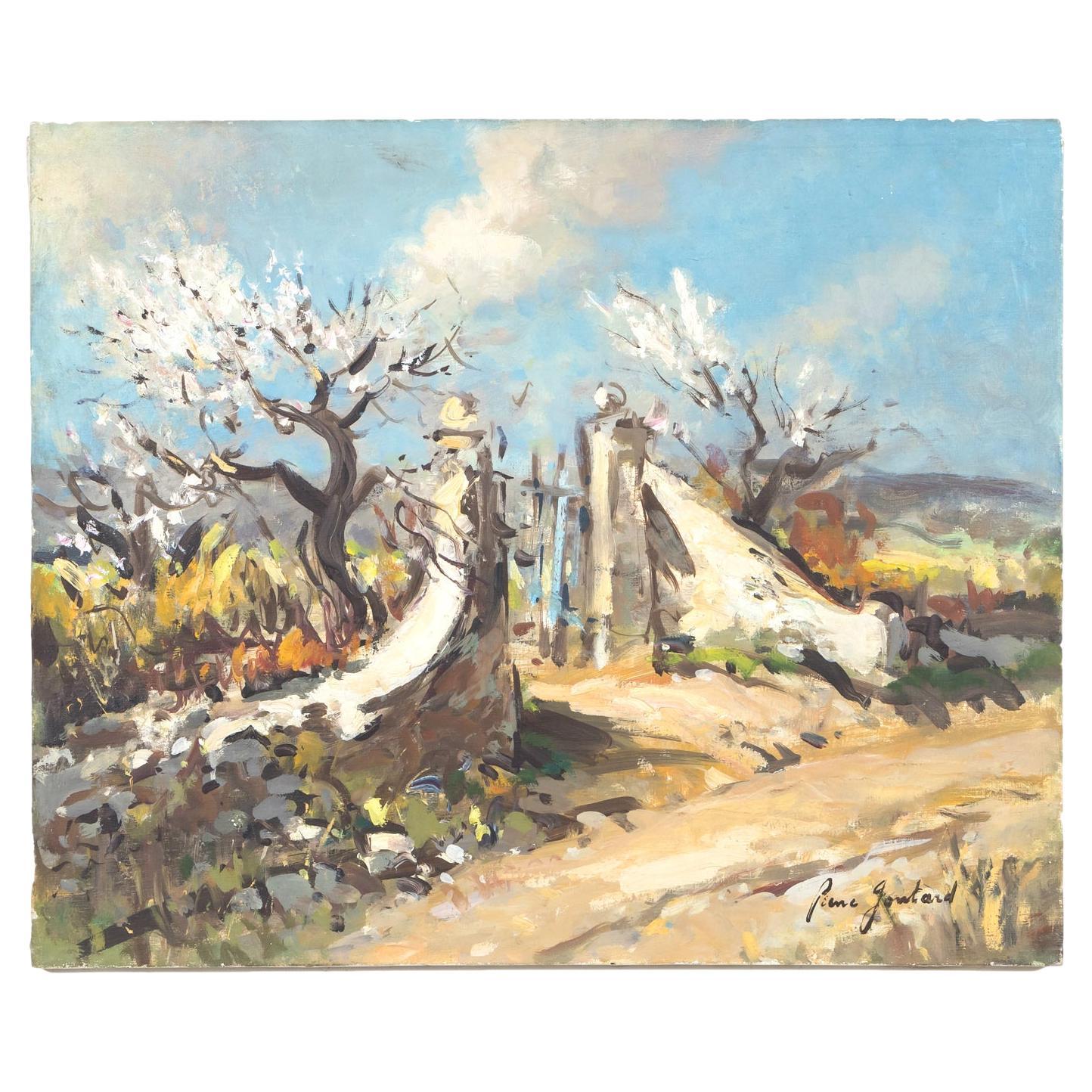 20th Century French Impressionist Oil on Canvas Provence Olive Trees Landscape For Sale