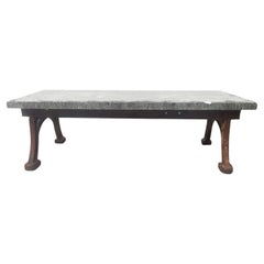 Mesa baja industrial francesa de hierro fundido del siglo XX - Mesa de jardín antigua