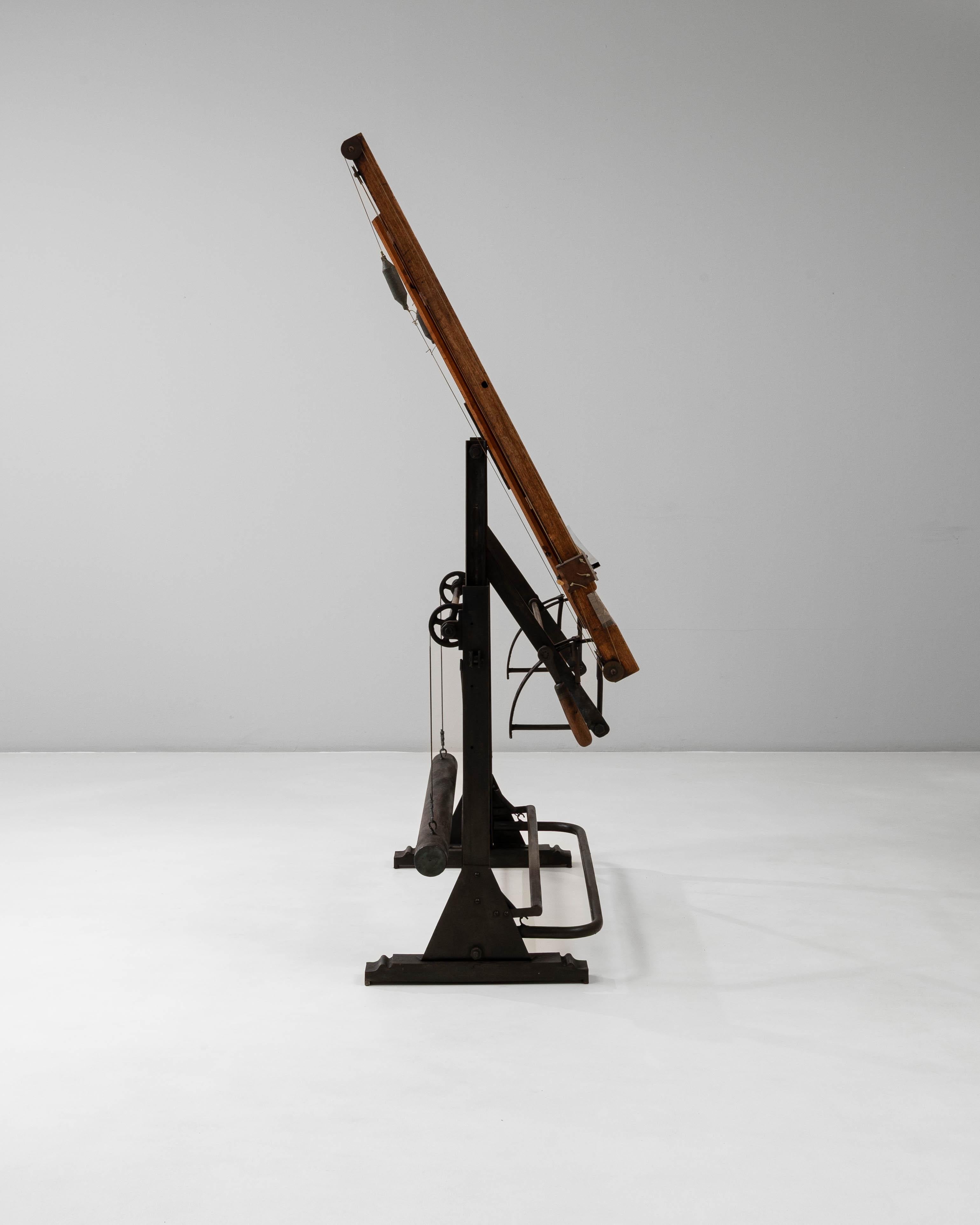 20th Century French Industrial Cast Iron Mechanical Drafting Table For Sale 9