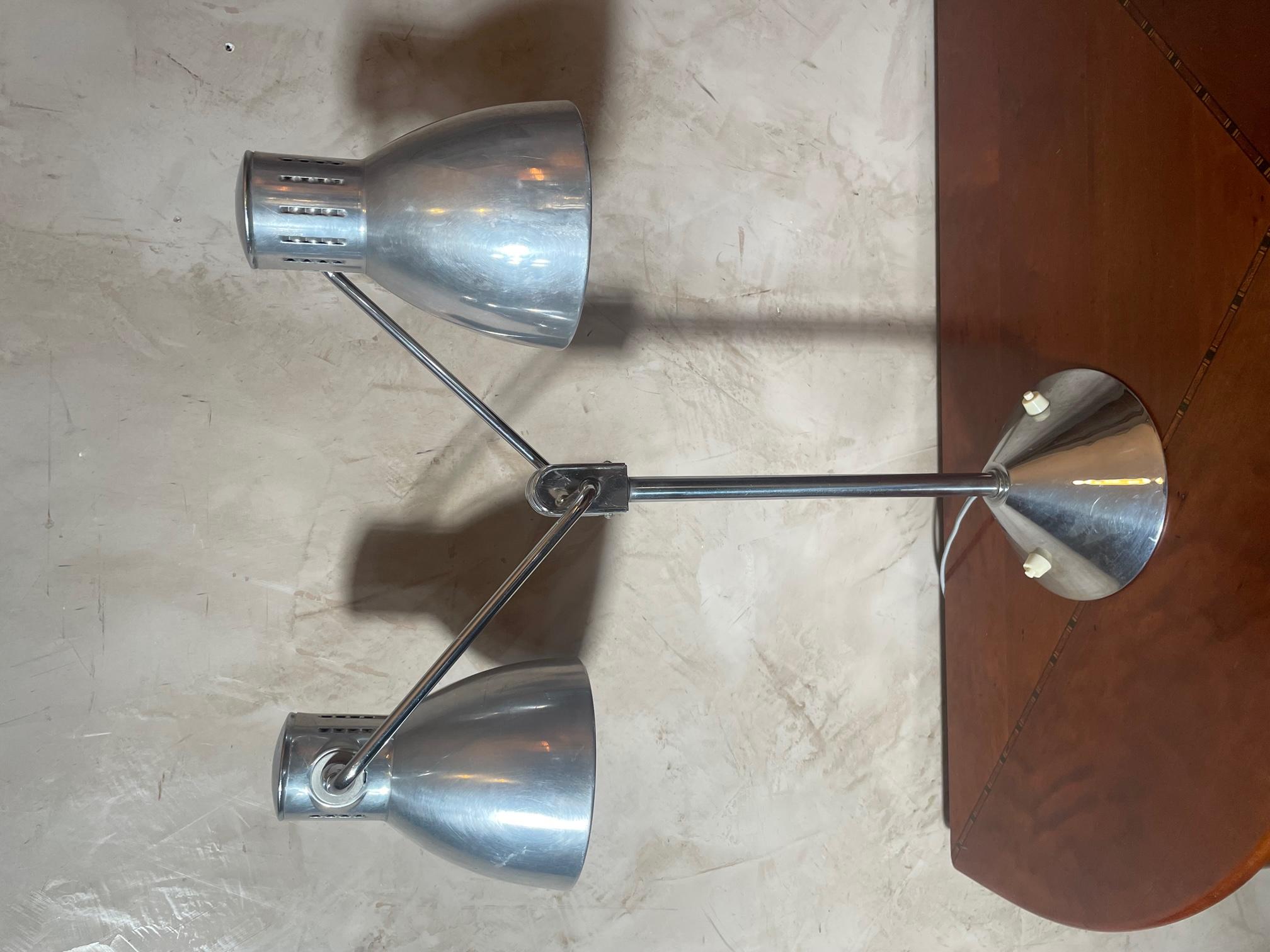 Mid-20th Century 20th Century French Industrial Chromed Metal Table Lamp, 1950s