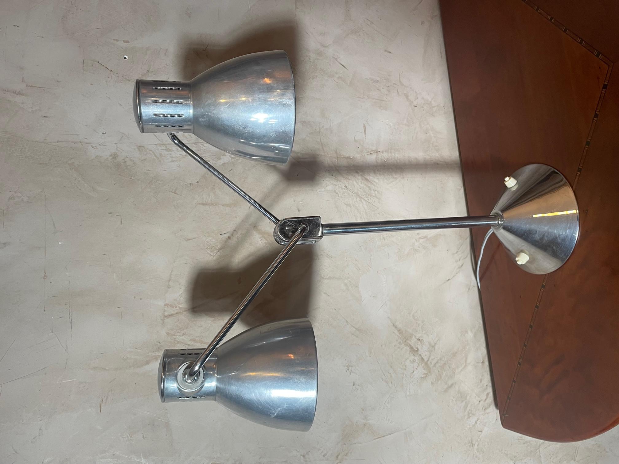 20th Century French Industrial Chromed Metal Table Lamp, 1950s 2