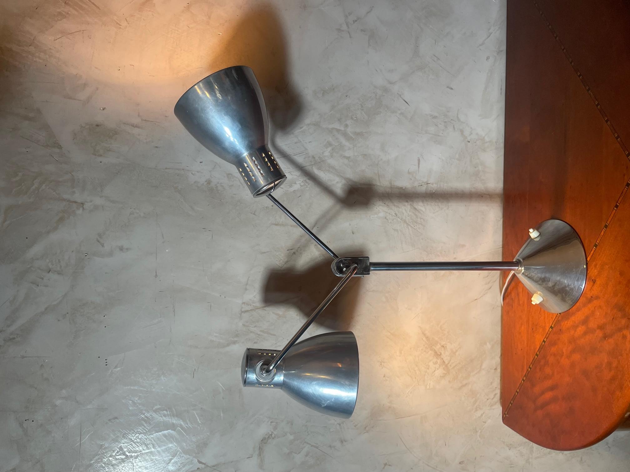20th Century French Industrial Chromed Metal Table Lamp, 1950s 4