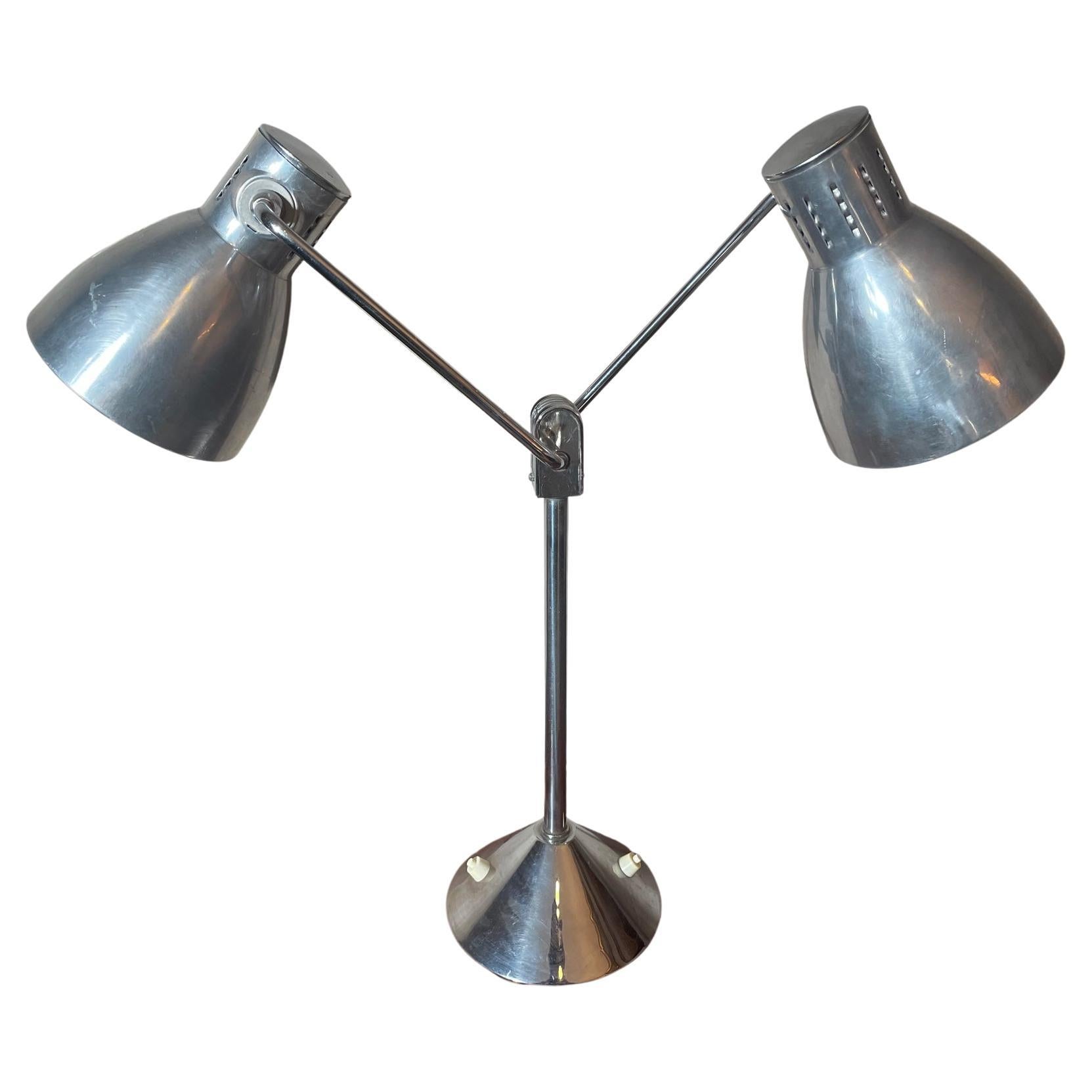 20th Century French Industrial Chromed Metal Table Lamp, 1950s