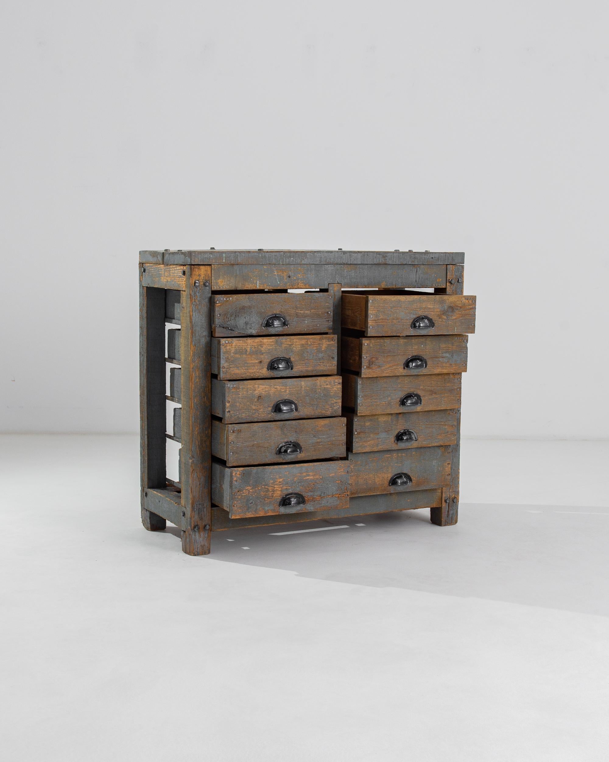 Wood 20th Century, French Industrial Drawer Bank For Sale