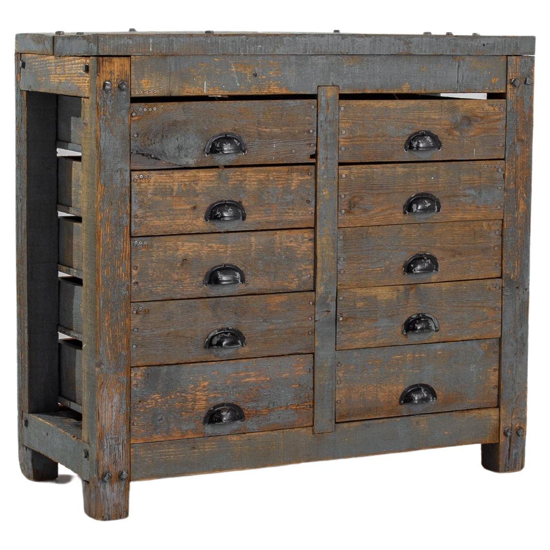 20th Century, French Industrial Drawer Bank For Sale