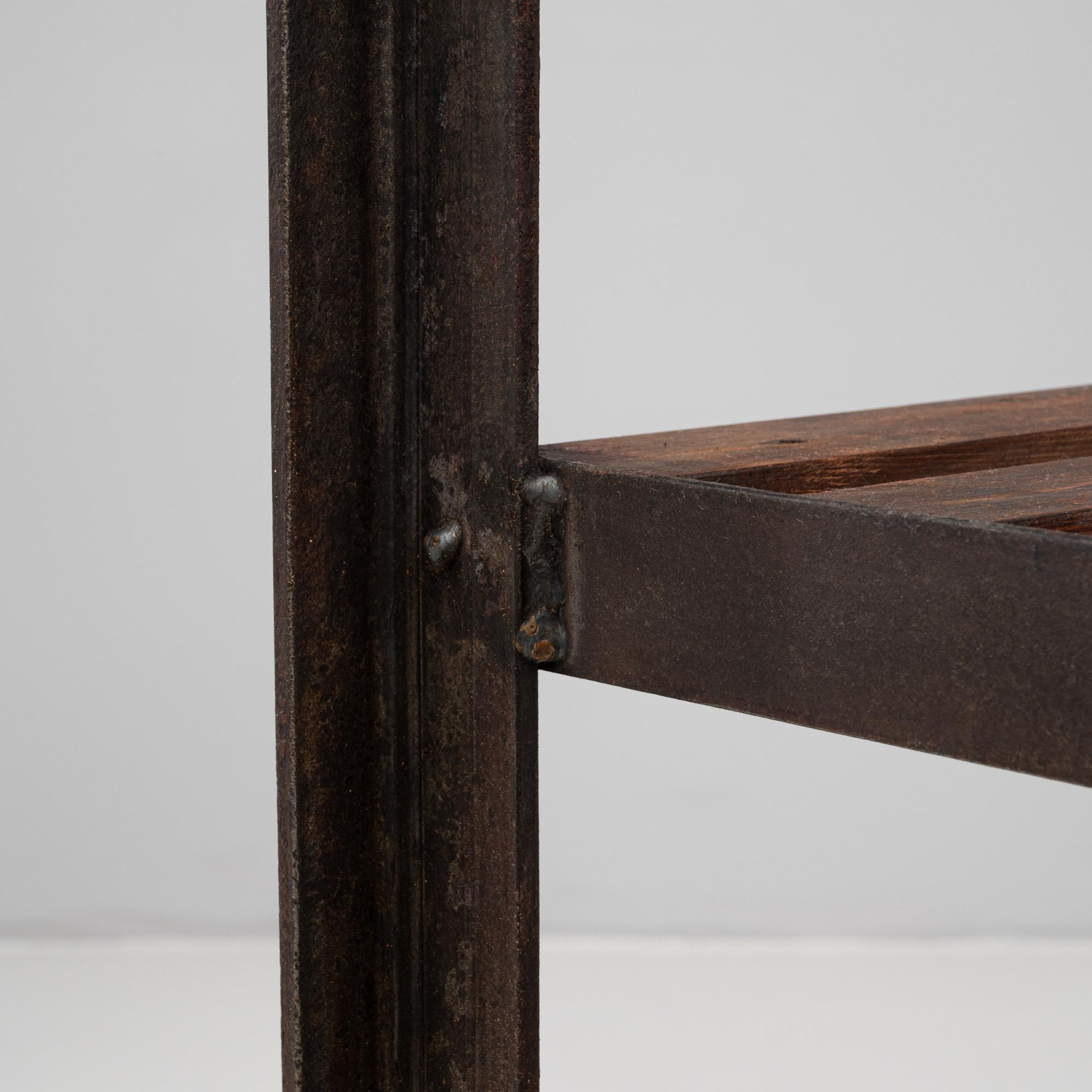20th Century French Industrial Iron and Wood Bookshelf For Sale 7