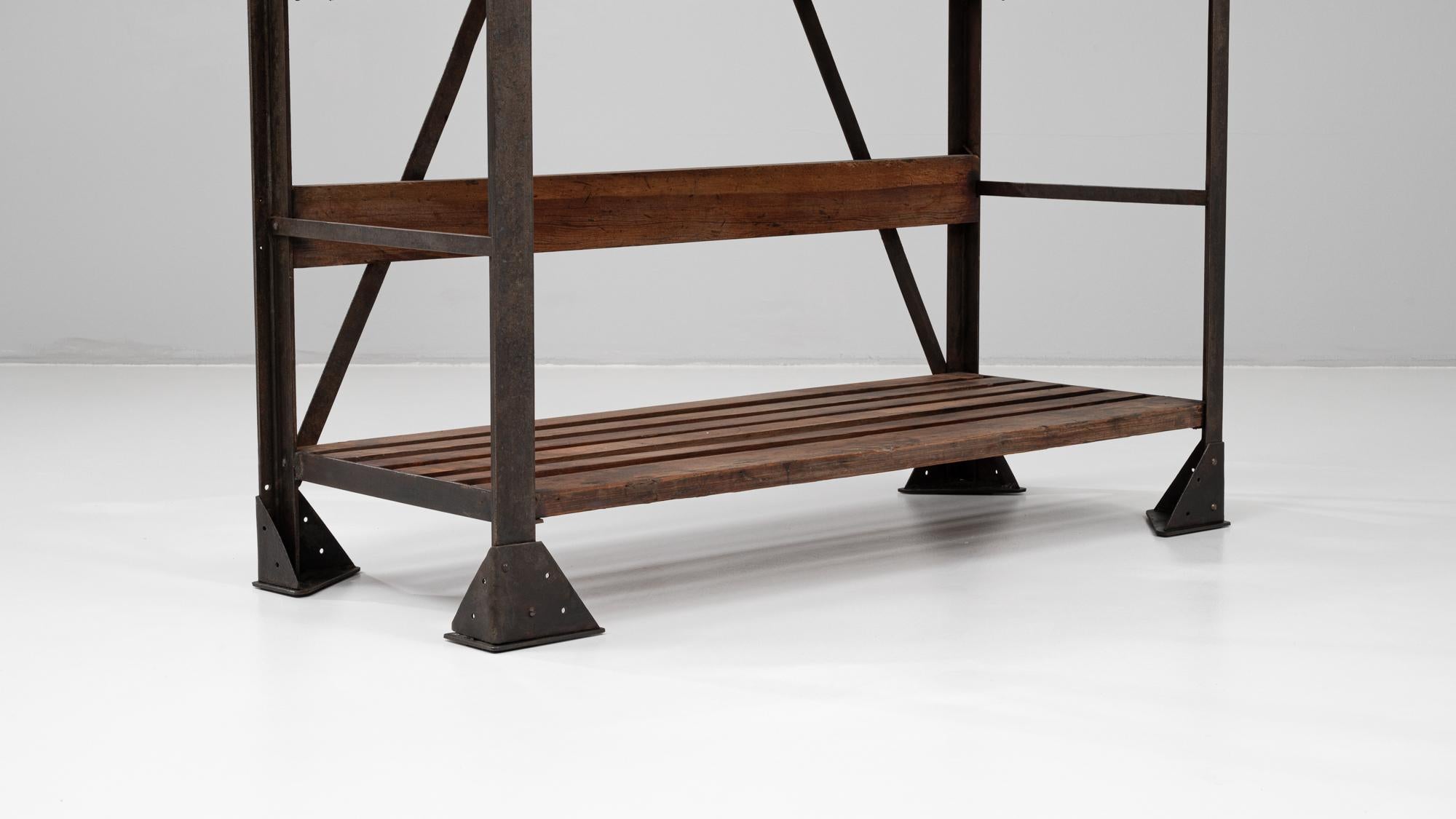 20th Century French Industrial Iron and Wood Bookshelf For Sale 5
