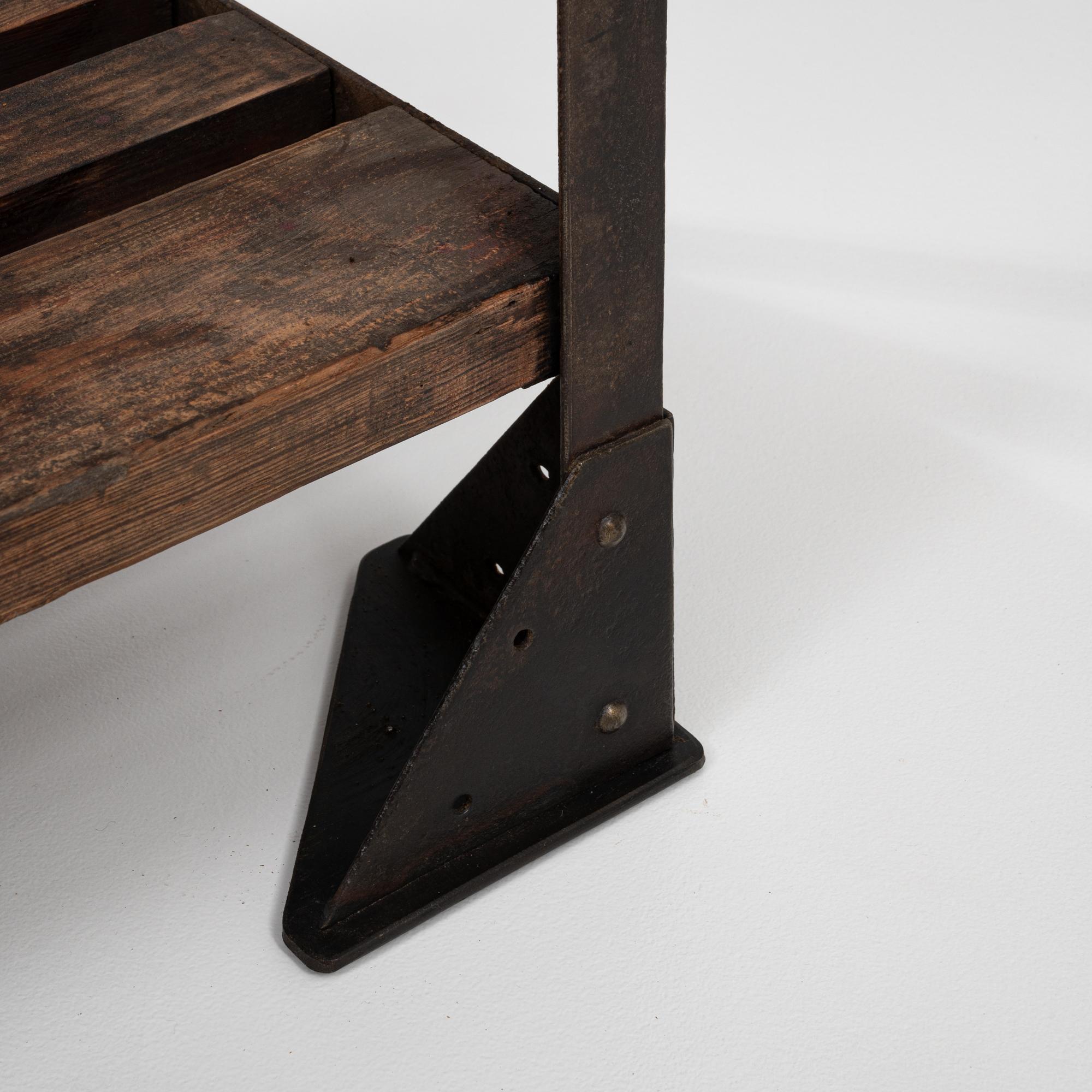 20th Century French Industrial Iron and Wood Bookshelf For Sale 6