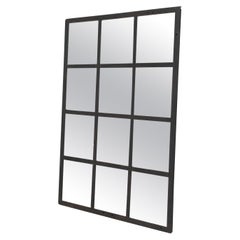 20th Century French Industrial Iron Window Mirror