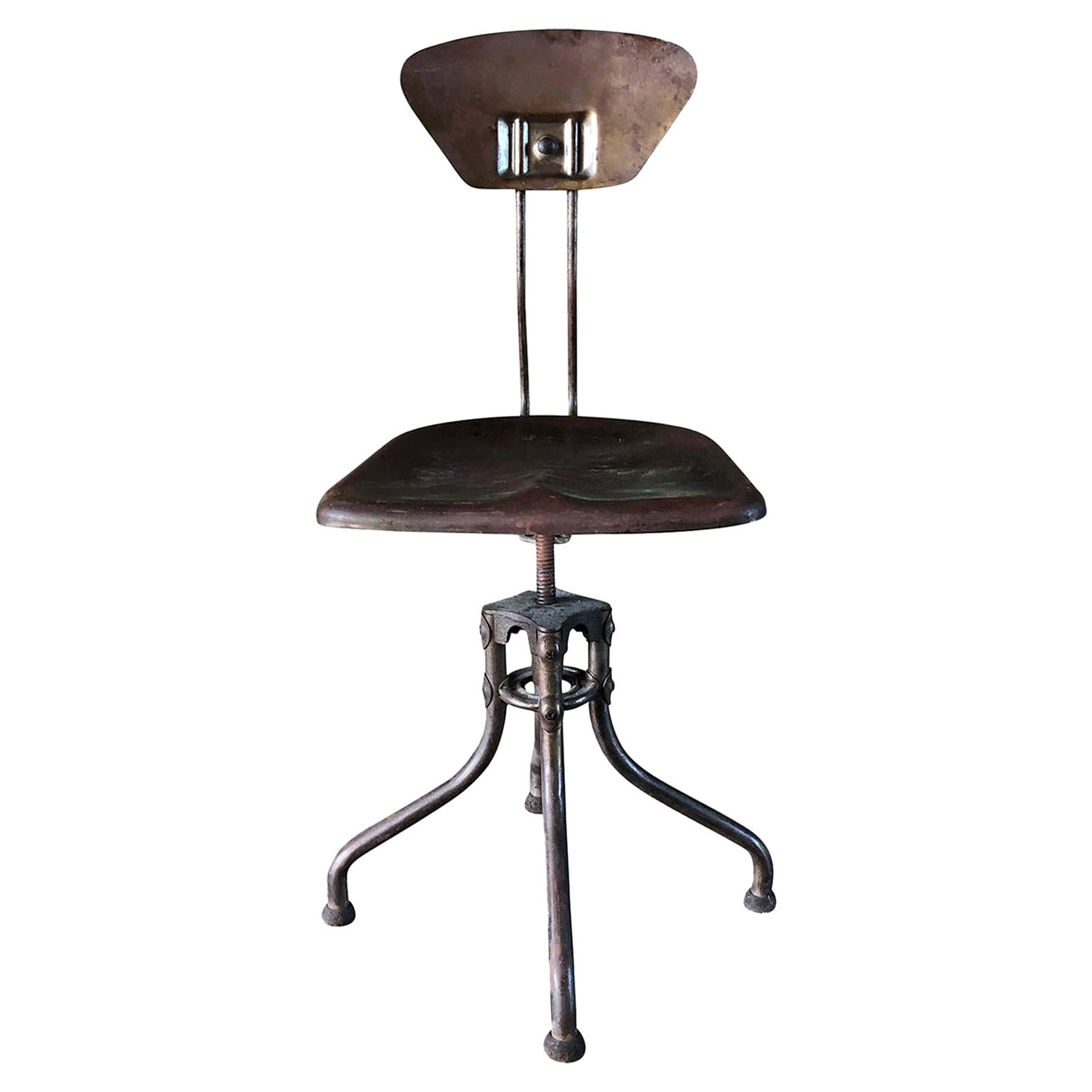 Französischer Industrie-Metallstuhl des 20. Jahrhunderts – Vintage-Arbeitsstuhl von Henri Lieber