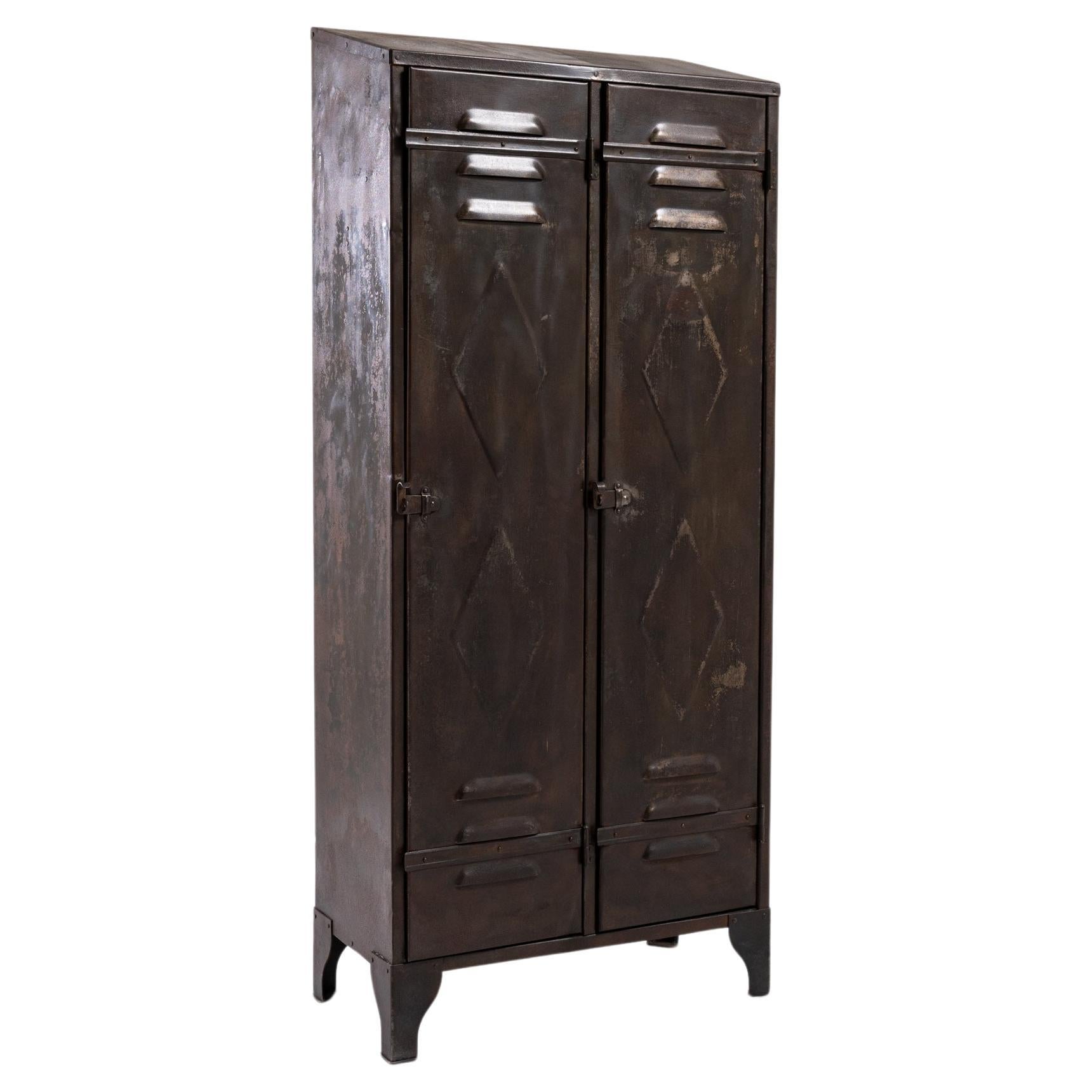 20th Century French Industrial Metal Locker For Sale