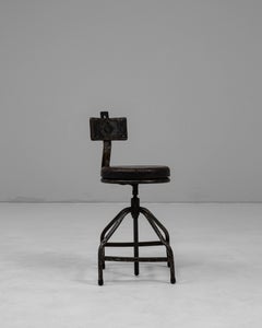 20th Century French Industrial Metal Swivel Chair