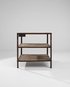 Vintage Industrial Storage Unit: French Metal and Wood, 20th Century