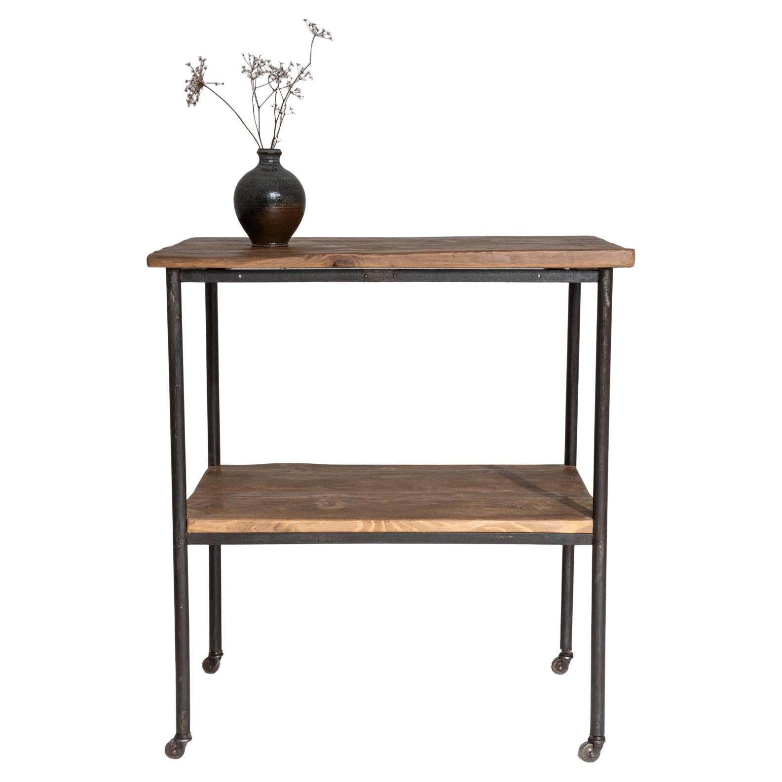 20th Century French Industrial Table on Wheels For Sale