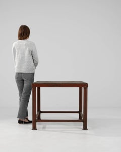 20th Century French Industrial Table With Wooden Top