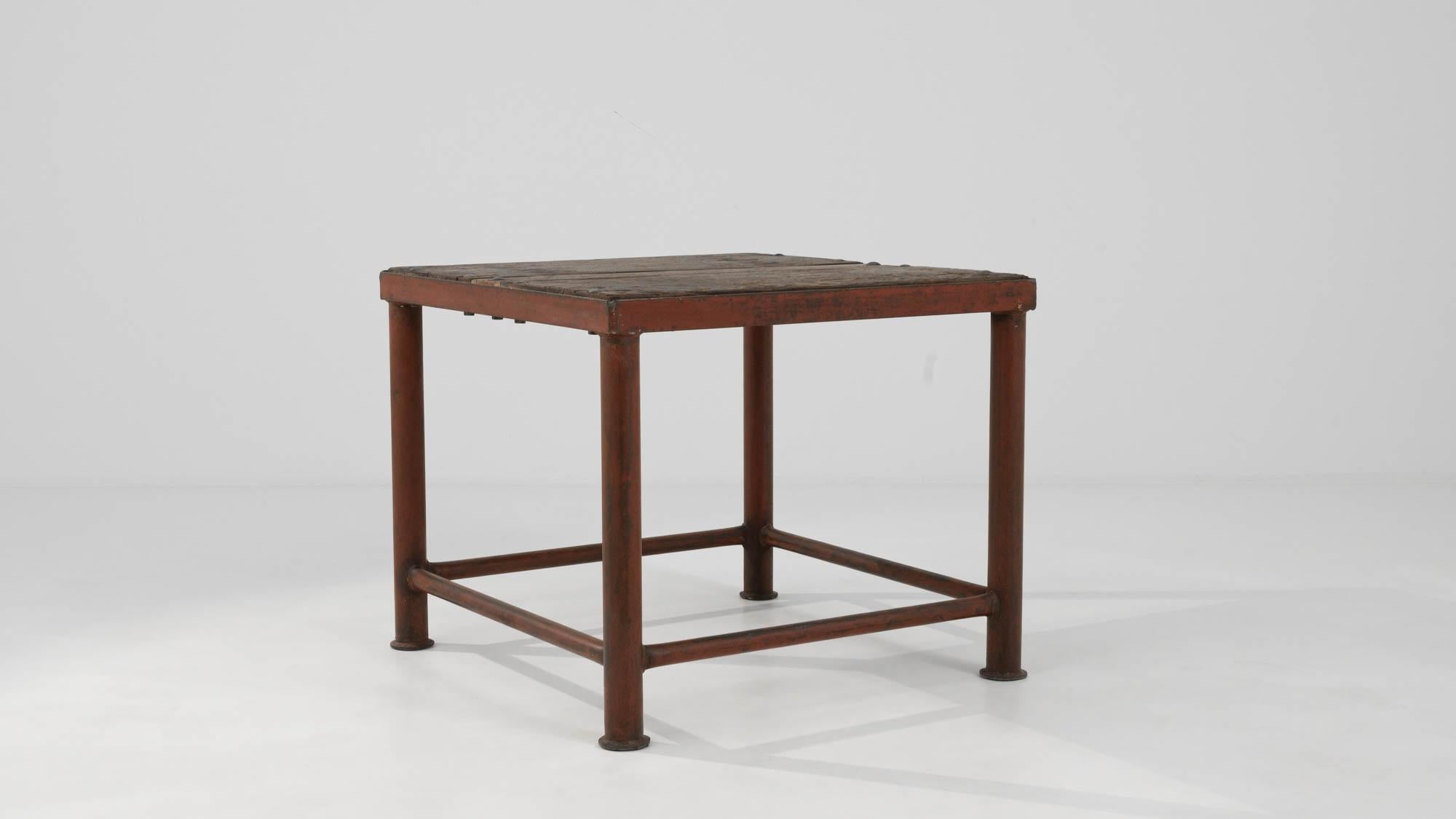 20th Century French Industrial Table With Wooden Top For Sale 1